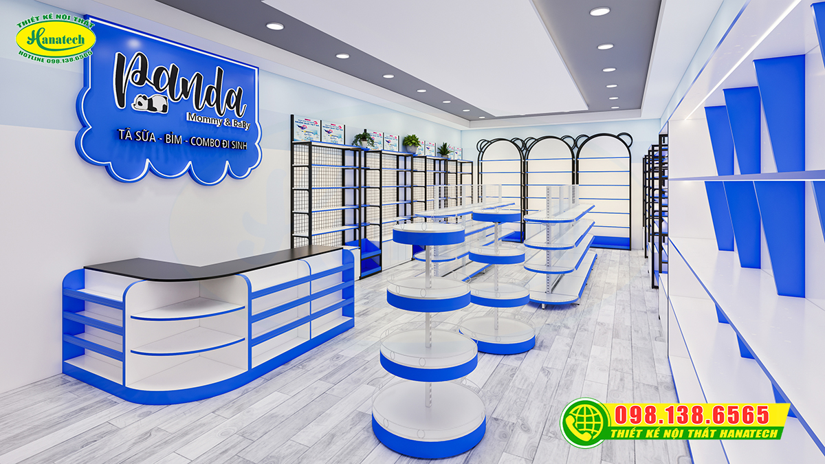 Thiết kế nội thất shop bỉm sữa nhỏ 50m2 hiện đại trong năm 2026