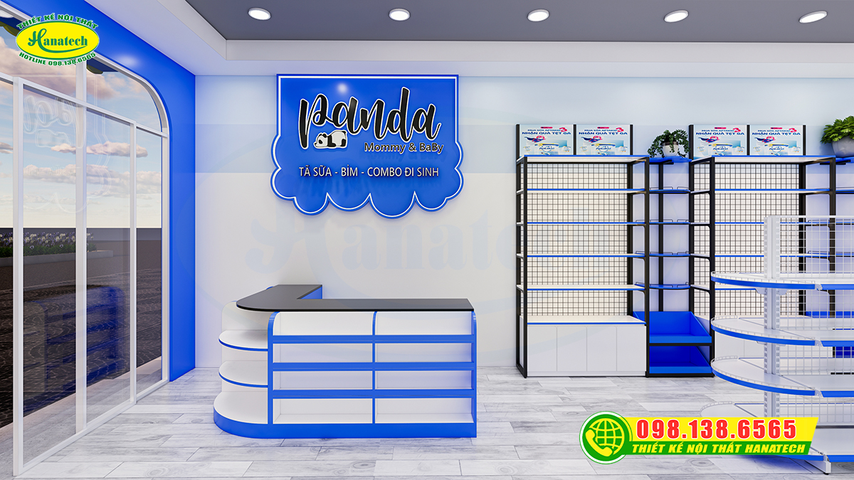 Thiết kế nội thất shop bỉm sữa nhỏ 50m2 hiện đại trong năm 2026
