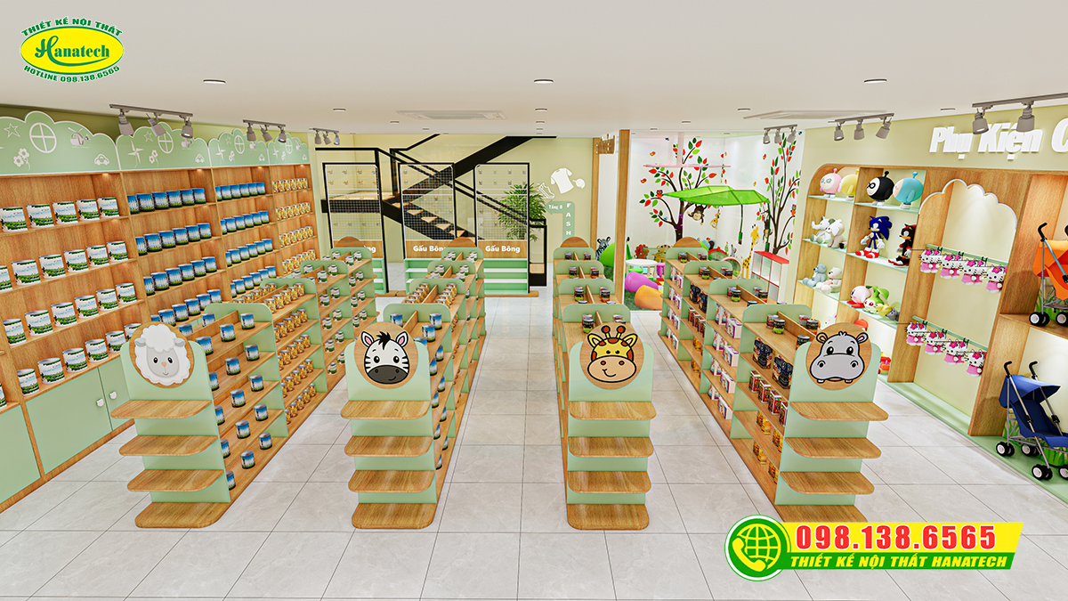 Thiết kế shop mẹ và bé 2 tầng quy mô lớn, chuyên nghiệp