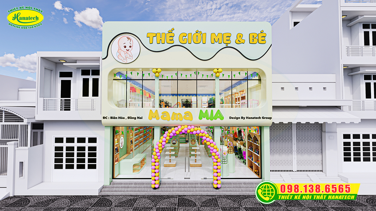 Thiết kế shop mẹ và bé 2 tầng quy mô lớn, chuyên nghiệp