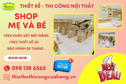 Thiết kế shop mẹ và bé 2 tầng quy mô lớn, chuyên nghiệp