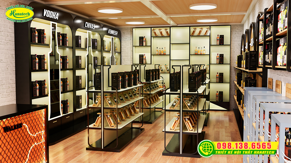 Mẫu thiết kế showroom rượu đẹp, sang trọng 2026