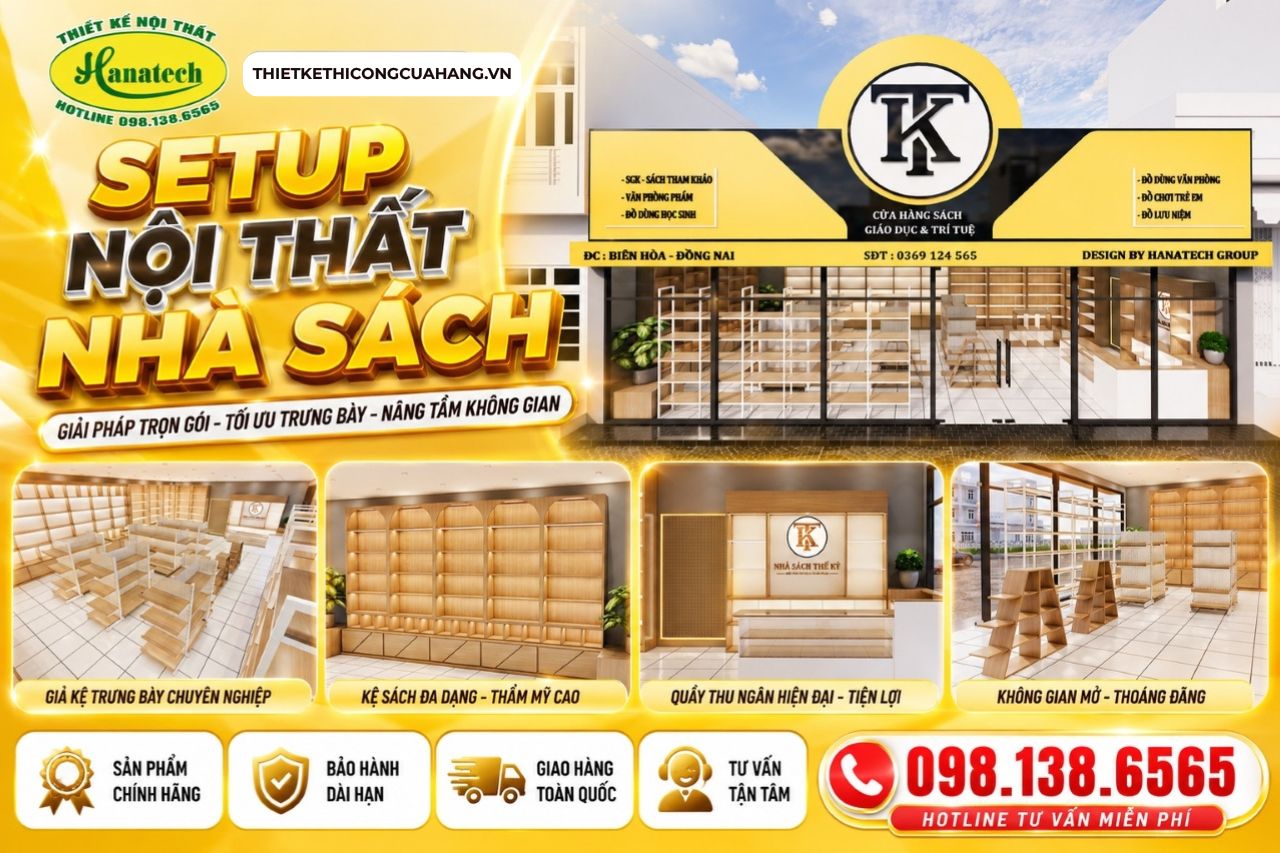 Thiết kế nội thất nhà sách hiện đại, khoa học