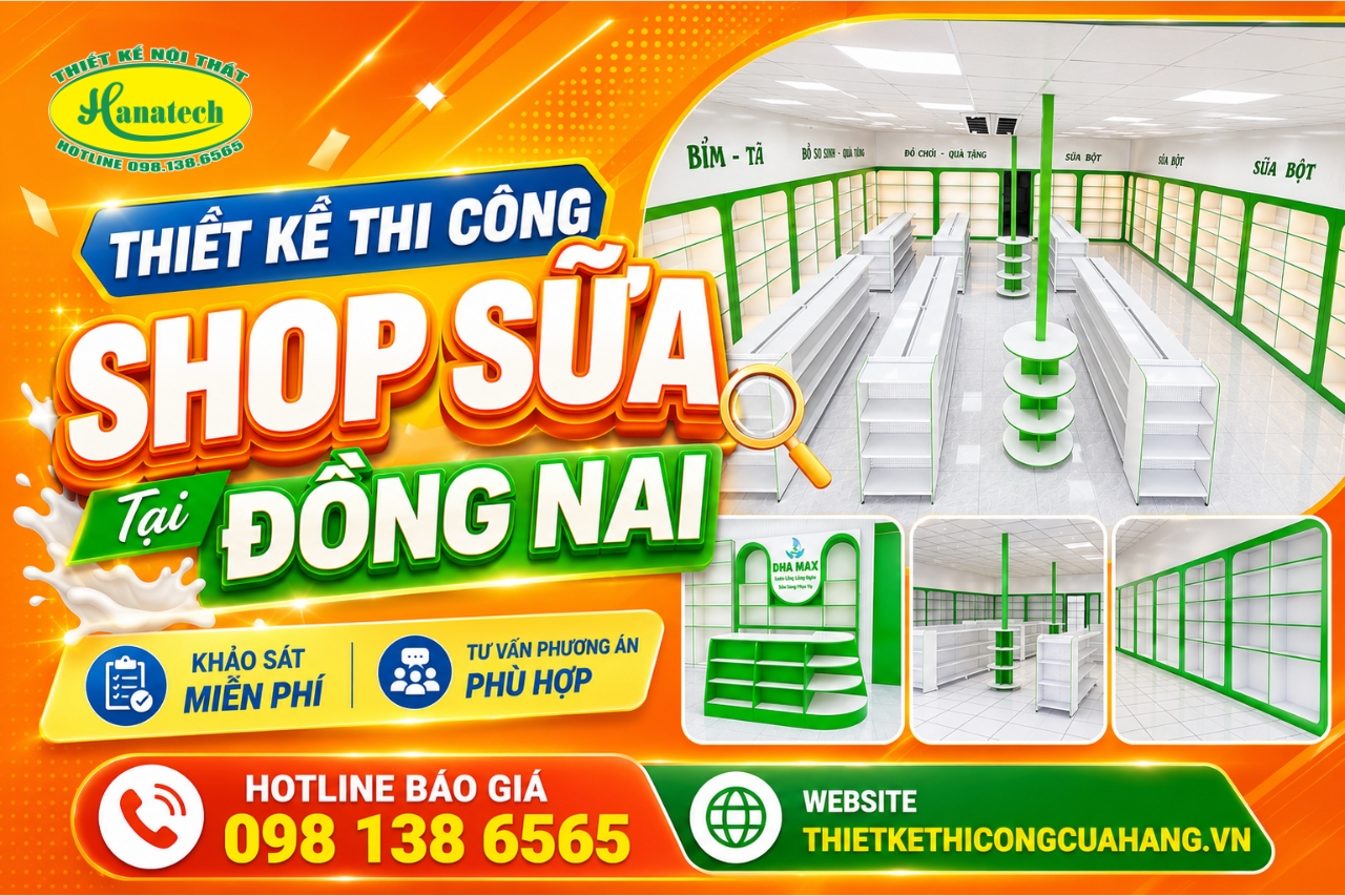 Thiết kế thi công shop sữa tại Đồng Nai